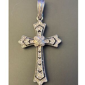 Affinity Sterling Silver Diamond Cross Enhancer Pendant